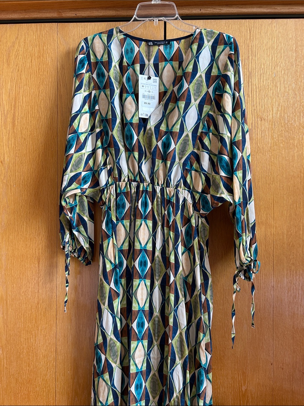Zara Geometric Maxi Dress in Teal, Brown and Cream - Picture 3 of 3